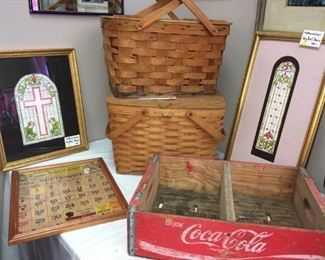 Longaberger picnic basket. Watercolors by Del Dace, St. Louis artist.