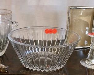 Waterford crystal 8" square Clarion bowl. set of 6 wine glasses, Hanover bowl with gold trim. Val St. Lambert crystal signed bowl.