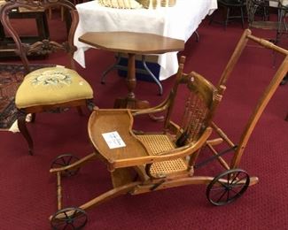 Vintage wooden stroller which converts to a high chair, great condition!