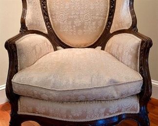Victorian Carved Wood Frame Wingback Chair