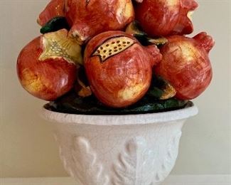 Pair; White Urns with Fruit
