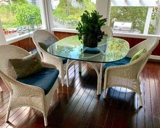 White Wicker Three Season Porch Furniture