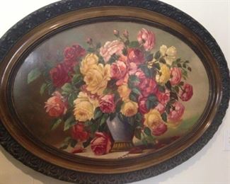 Oval framed oil painting 