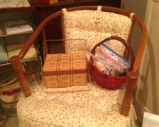 Sewing basket/notions; curved back chair