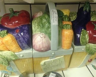 3-part ceramic vegetables canisters