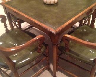 Good-looking and great shape ----- leather top game table & 4 chairs