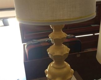 One of two matching yellow lamps