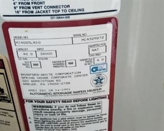 Natural gas 40-gallon hot water heater