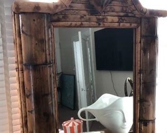 Bamboo framed mirror.