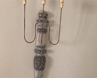 Pair of these carved wooden wall candleabras.