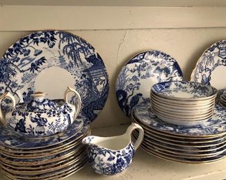 "Royal Crown Derby" blue and white china set.