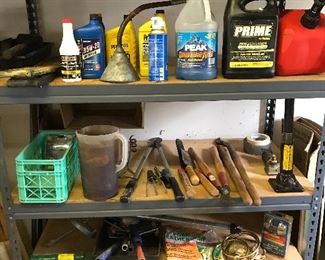 Motor oil and large variety of garden tools