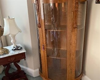 Available for Pre-Sell - Antique Oak Curved Glass China Cabinet