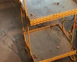 Vintage wrought iron mirrored cart