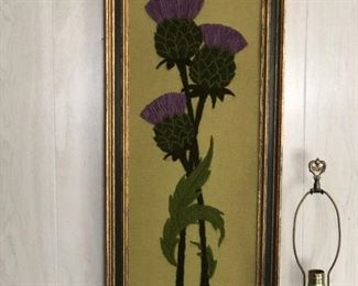 Vintage Crewel “Thistle” art