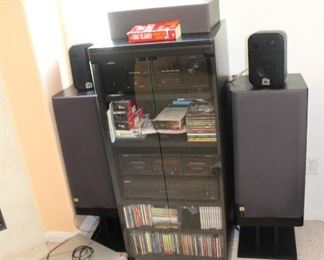 Large JBL Speakers, Denon Receiver, Sony 5 CD changer and some Cd's