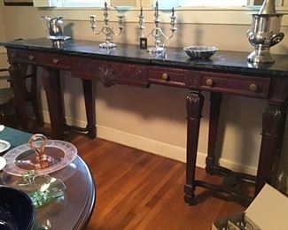Beautiful Server- hand-carved with marble surface