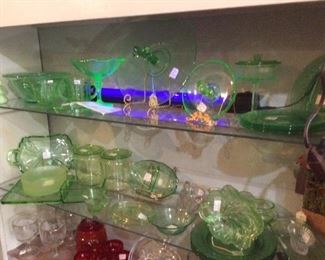 green depression glass