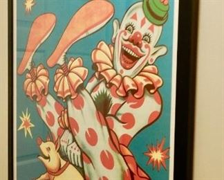 CLOWN WITH PIG FRAMED POSTER