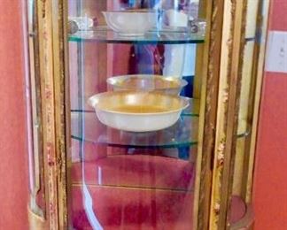 QUITE A CABINET WITH STEUBEN PIECES STORED INSIDE