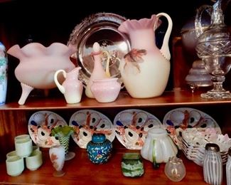 AN AMAZING COLLECTION OF PEACH BLOW, JADE, OYSTER PLATES AND MORE