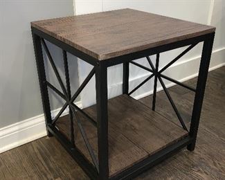 Metal and wood side table 