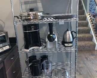 1 of 5 New rolling stainless steel shelves and misc appliances 