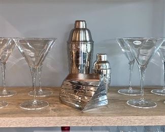 Martini glasses and shakers