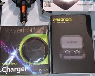 New Power Bot Wireless charger and New Pasonomi Bluetooth true wireless earbuds 
