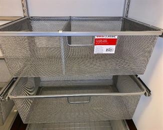 Lots of new Elfa Classic closet organizer- (This is just a sample, sample is not for sale) We have everything you need to build your own. Hardware, shelves and baskets both -wood and wire. More pictures Thursday night