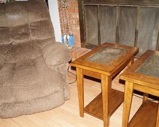 recliner, side tables