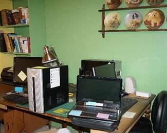 laptop, computers, collector plates with rack