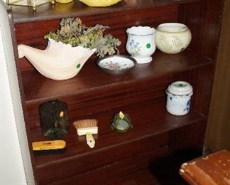 book shelf, pottery