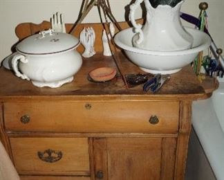wash stand, pitcher and bowl
