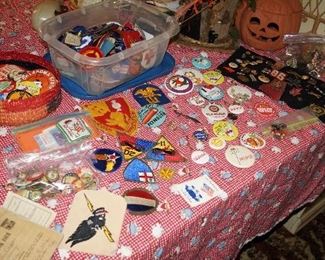 political and other button pins, patches, war bonds