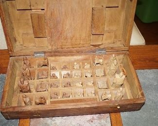 wood game set in box