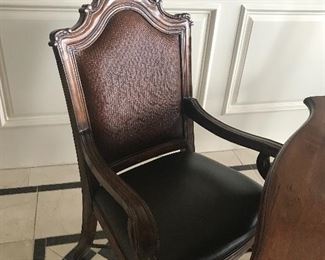 Leather chair that goes to game table