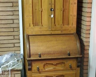 Handmade wooden secretary, circa 1887