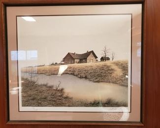 Framed print signed by artist Buth Brown in 1977