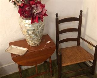Small vintage drop leaf table
Latter back chair