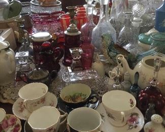 China porcelain and glassware from many decades