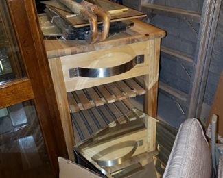 Butcher block rolling cart