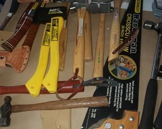 Saws, hatchets, hammers...all new never used.
