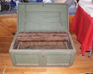 Inside wooden toolbox