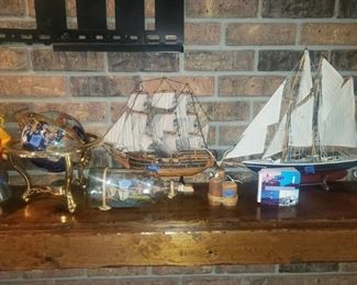 Sailboats, globe, boat in a bottle