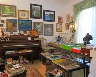 Chickering Upright Piano. Lots of Original Art by Owner of the House