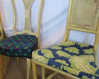 2 of 4 Painted Rattan Chairs Plus Dining Room Chair