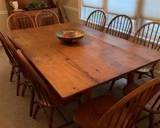 antique harvest table with two drop leaves