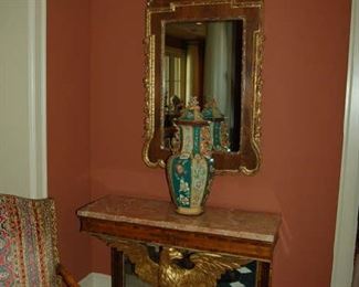Regency console with marble top