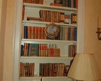 Shelves of beautiful leather-bound books